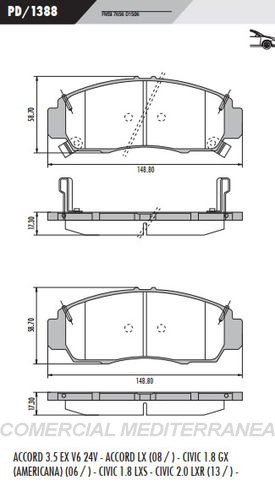 PASTILLA DE FRENOS FRASLE HONDA ACCORD/CIVIC/ACURA 99/... DELANTER