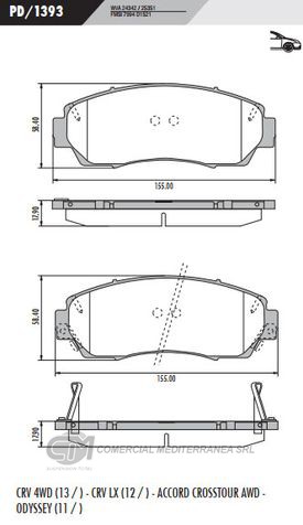 PASTILLA DE FRENOS FRASLE HONDA CRV 2012/.. DELANTERA