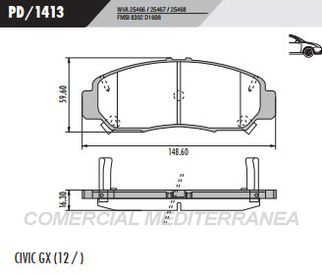 PASTILLA DE FRENOS FRASLE HONDA CIVIC 2012/.. EJE DELANTERO CON PL
