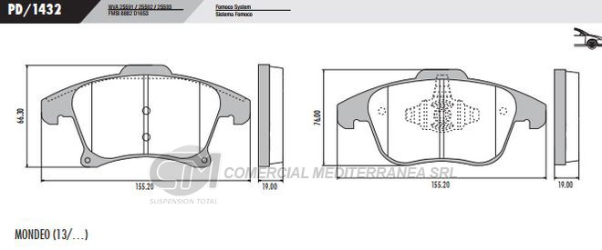 PASTILLA DE FRENOS FRASLE FORD MONDEO 2015/..