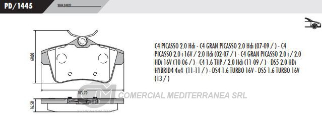 PASTILLA DE FRENOS FRASLE PEUGEOT 308/3008/RCZ/CITROEN C4/DS4/DS5