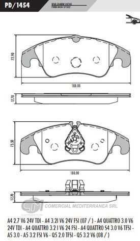 PASTILLA DE FRENOS FRASLE AUDI A4/A5/Q5 2.0 TFIS/3.2FSI/2008/..DEL