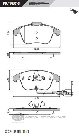 PASTILLA DE FRENOS FRASLE VOLKSWAGEN VENTO/PASSAT/TIGUAN 2.0 TSI 2