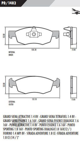 PASTILLA DE FRENOS FRASLE FIAT PUNTO / GRAN SIENA / FIORINO 13/..