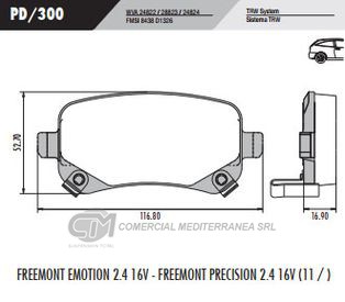 PASTILLA DE FRENOS FRASLE DODGE JOURNEY 08/..TRASERA