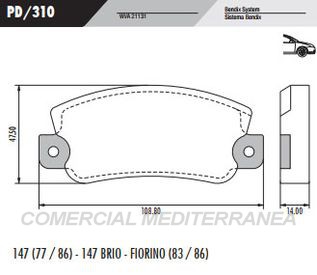 PASTILLA DE FRENOS FRASLE FIAT FIORINO/147/128 DELANTERA