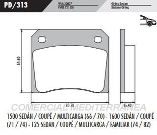 PASTILLA DE FRENOS FRASLE FIAT 1500/1600/PEUGEOT 504 DELANTERA
