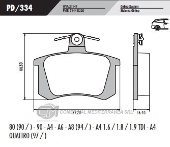 PASTILLA DE FRENOS FRASLE AUDI A3/A4/A6-ALFA ROMEO 155/164 TRASERA