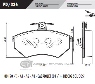 PASTILLA DE FRENOS FRASLE VOLKSWAGEN POLO/GOLF-AUDI A4 96/..DELANT