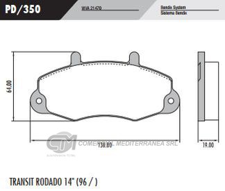 PASTILLA DE FRENOS FRASLE FORD TRANSIT DELANTERA