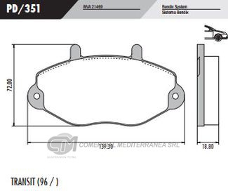 PASTILLA DE FRENOS FRASLE FORD TRANSIT 96/..DELANTERA