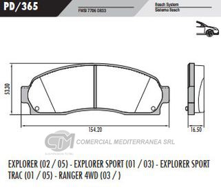 PASTILLA DE FRENOS FRASLE FORD RANGER/EXPLORER 02/..DELANTERA