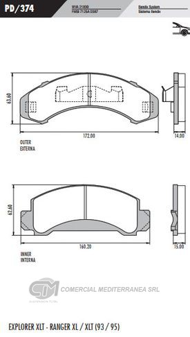 PASTILLA DE FRENOS FRASLE FORD RANGER 90/95 / EXPLORER 4.0 /I V6 9