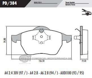 PASTILLA DE FRENOS FRASLE VOLKSWAGEN BORA/GOLF/PASSAT-AUDI A3/A4/A