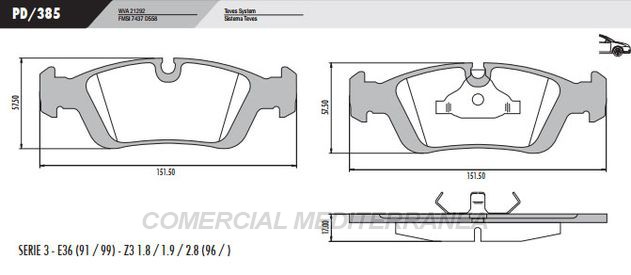PASTILLA DE FRENOS FRASLE BMW 316/318/320/323/325D/328/Z3 90/DELAN
