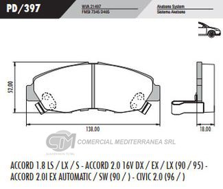 PASTILLA DE FRENOS FRASLE HONDA ACCORD 1.8 EX 90/..2.0 16V EX ABS