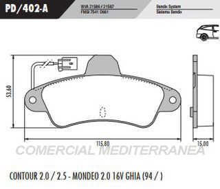 PASTILLA DE FRENOS FRASLE FORD MONDEO 1.8 D TD/ 2.0I 16V 4X4/ GUIA