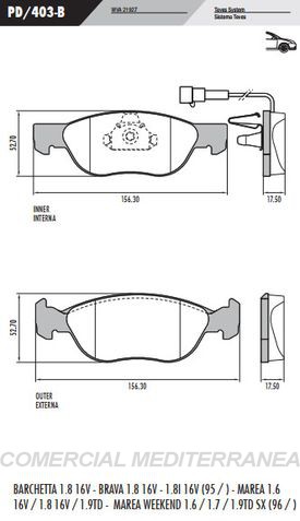 PASTILLA DE FRENOS FRASLE FIAT BRAVA/MAREA 96/..-ALFA ROMEO 145/14