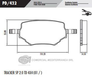 PASTILLA DE FRENOS FRASLE CHEVROLET TRACKER/GRAND VITARA 00/..DELA