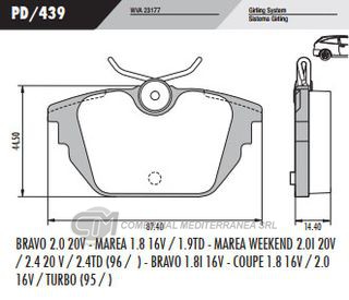 PASTILLA DE FRENOS FRASLE FIAT BRAVO 1.8 I 16V 95 /../MAREA 1.8 16