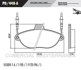 PASTILLA DE FRENOS FRASLE CITROEN EVASION 1.8I ABS 96/../JUMPY 1.6