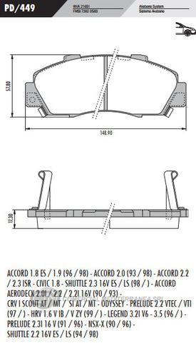 PASTILLA DE FRENOS FRASLE HONDA CIVIC 98/../CR-V 95/..DELANTERA