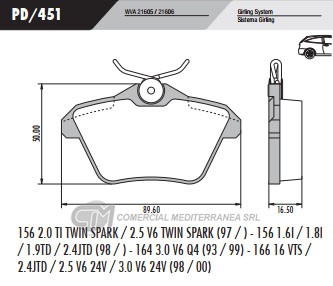 PASTILLA DE FRENOS FRASLE ALFA ROMEO 156 1.6I/1.8I/1.9 TD/98/04 TR