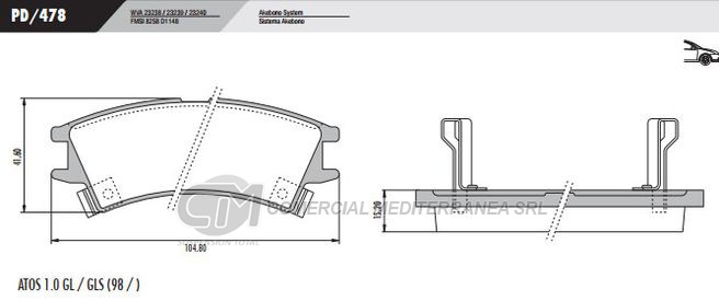 PASTILLA DE FRENOS FRASLE HYUNDAI ATOS 1.0 GL/GLS 98/..DELANTERA
