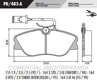 PASTILLA DE FRENOS FRASLE ALFA ROMEO 164 2.5 V6 92/98/ 164 2.5 TD