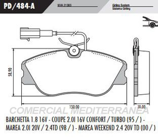 PASTILLA DE FRENOS FRASLE FIAT BARCHETTA 1.8 16V 95 /../MAREA 2.0