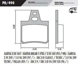 PASTILLA DE FRENOS FRASLE CITROEN XANTIA 2.0 98/../XANTIA 2.0I 16