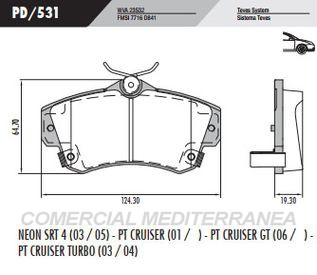 PASTILLA DE FRENOS FRASLE DODGE CHRYSLER NEON SRT-4 05/..PT CRUISE
