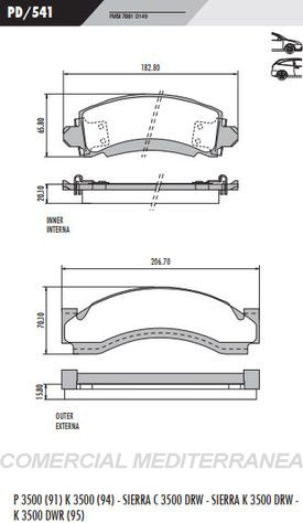 PASTILLA DE FRENOS FRASLE CHEVROLET K 3500-3500 DWR- 94/95 DELANTE