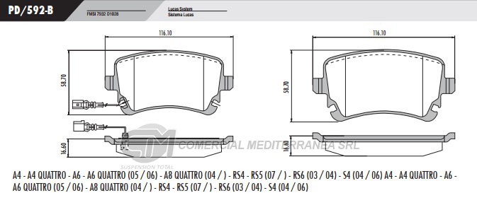 PASTILLA DE FRENOS FRASLE AUDI A4/A6/A8 05/09 TRASERA
