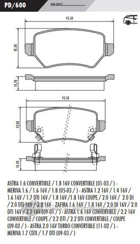PASTILLA DE FRENOS FRASLE CHEVROLET ASTRA/ZAFIRA 00/..TRASERA