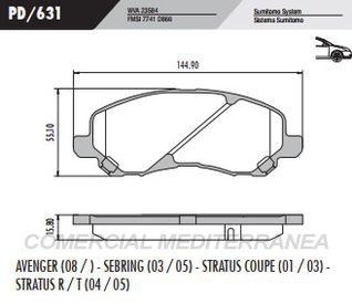 PASTILLA DE FRENOS FRASLE CHRYSLER STRATUS 01/05/JEEP COMPASS 07/0