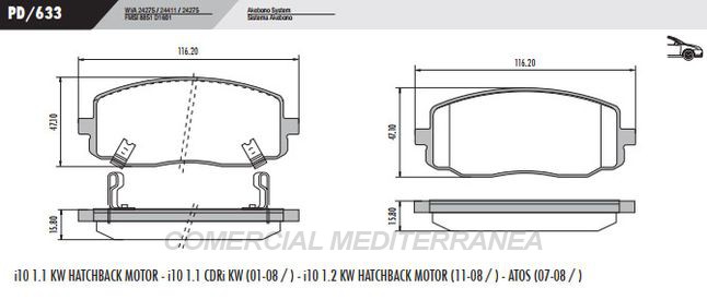 PASTILLA DE FRENOS FRASLE KIA PICANTO 07/..HYUNDAI I10 08/..DELANT