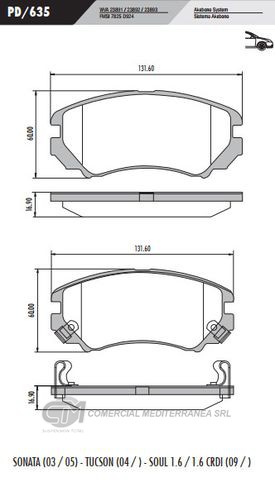 PASTILLA DE FRENOS FRASLE KIA SOUL/SPORTAGE/HYUNDAI TUCSON 05/..DE