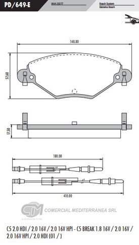 PASTILLA DE FRENOS FRASLE CITROEN C5 2.0 HDI/2.0 16V 01/..DELANTER