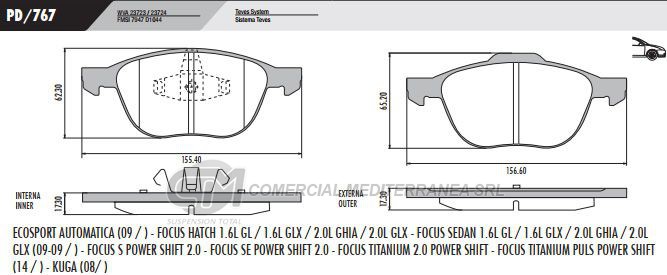 PASTILLA DE FRENOS FRASLE FORD ECOSPORT 13/../FOCUS II 09/..DELANT