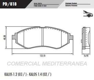 PASTILLA DE FRENOS FRASLE CHEVROLET SPARK 2010/..DELANTERA