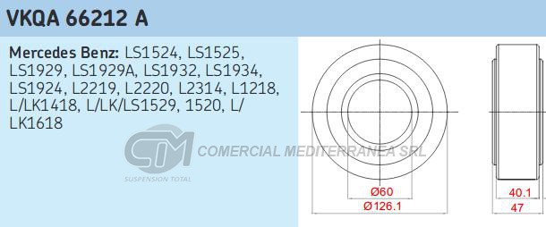 RODAMIENTOS DE CARDAN SKF MERCEDEZ BENZ 1524/1525/1218/1418/1519/1