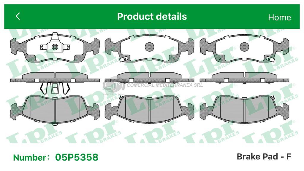 PASTILLA DE FRENO LPR CHEVROLET COBALT / ONIX / PRISMA 13/.. DEL.